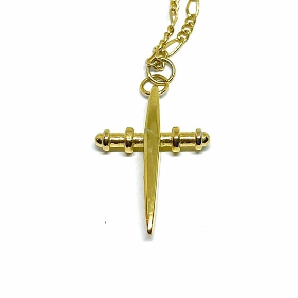 5 Paris Cross Pendant Chain Necklace Adjustable Gold Tone 16.5-20 Inch - Picture 6 of 6